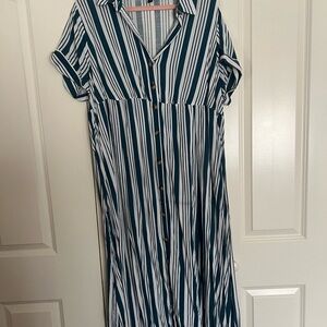Torrid Striped Button-Down Dress 2X
